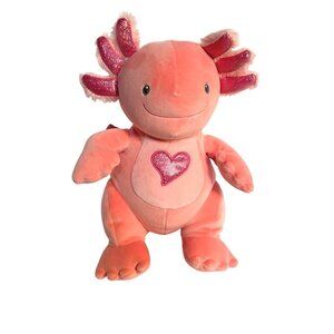 Mary Meyer Axolotl Plush Toy 11" Coral Pink Glitter‎ Heart & Sparkles Stuffy